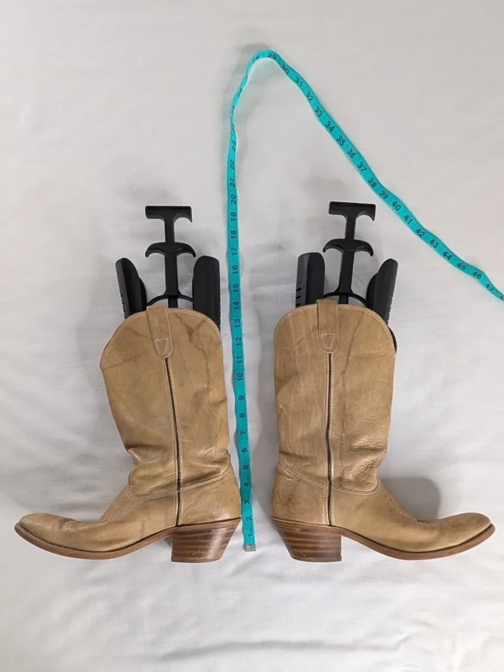 VTG Double H Cream Tan Leather Work Boots Western Utility